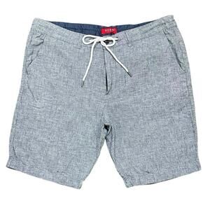 Guess Men’s Linen Blend Blue Shorts Size 36 Coastal Resortwear Preppy